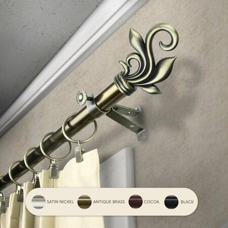 KD ENCIMERA 0.8125 in. Giles Curtain Rod with 66 to 120 in. Extension, Antique Brass KD3726093